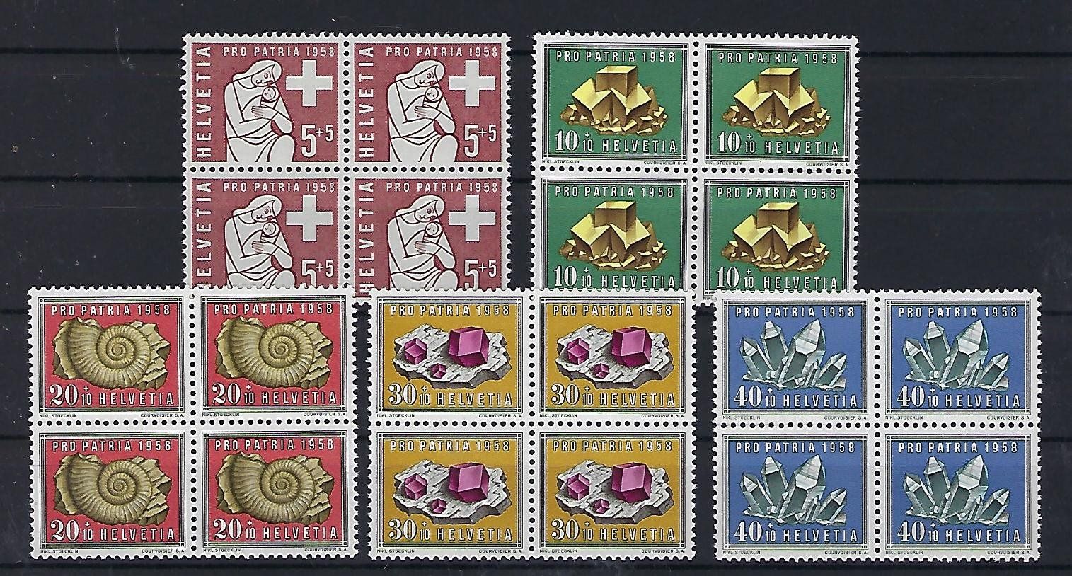 Tutti i francobolli: Pro Patria Viererblocks 1958 postfrisch     15659 – Usato da Lunden venduto da Animus999