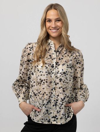 Neue Second Female Bluse XS Lyocell gemustert beige