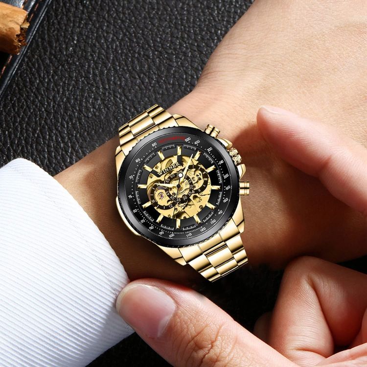 Edle Skelett Automatik Uhr Armbanduhr Herrenuhr