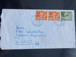 Schweiz 1959 Bedarfsbrief Bahnpost Technik 5(x2)+10 Zug 103