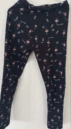 Zara Leggings Gr. 134, Mädchen, Schwarz mit Balettdruck