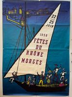 Affiche Litho originale Fête du Rhone Morges 1956 Bataillard