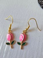 Süsse Tulpe Blumen Ohrringe Ohrhänger Pink NEU