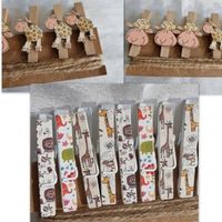 18 Tierli & Schaf Holz Klämmerli mit Schnur Originalverpackt