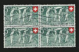 SUISSE Pro Patria 1947 5+5 bloc de 4