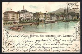 Litho Luzern, Hotel Schweizerhof mit Sal