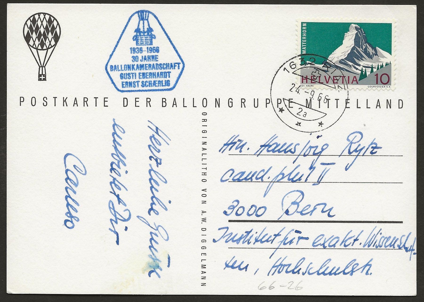 Tutti i francobolli: Ballon Schweiz 1966 Weiher Riaz Flugpost Luftpost – Usato da Au ZH venduto da xelagreb01