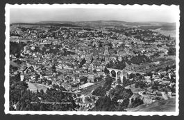 Fribourg vue d' avion Feldpoststempel