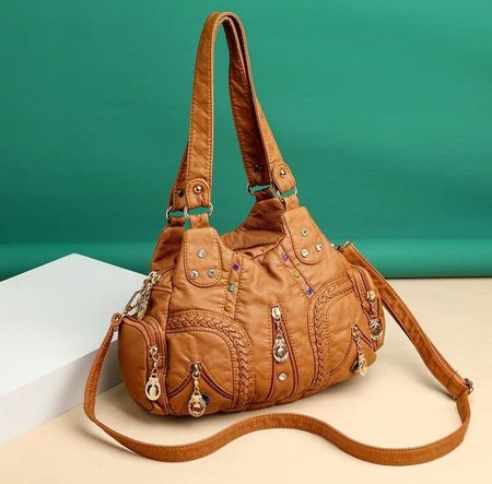 Yogodins Retro-Umhängetasche PU Leder - Sac à bandoulière