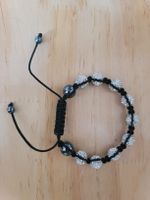 Armband mit Glitzerperlen schwarz verstellbar, snowballs art