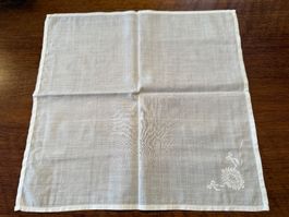 Taschentuch weiss mit Stickerei gebraucht guter Zustand