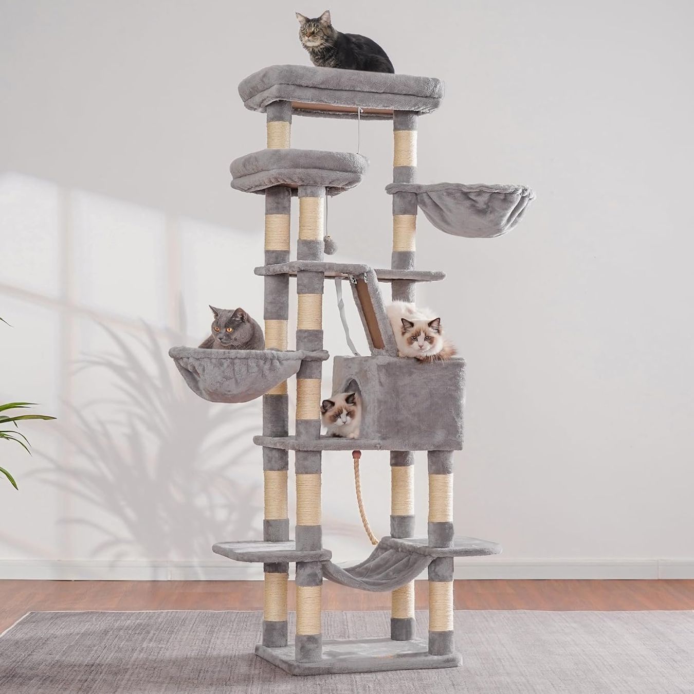 Katzenbaum - Kratzbaum: Kratzbaum Kletterbaum Katzenbaum 173cm Katzenhaus hellgrau – Neu und originalverpackt aus Zürich von MueDes 1