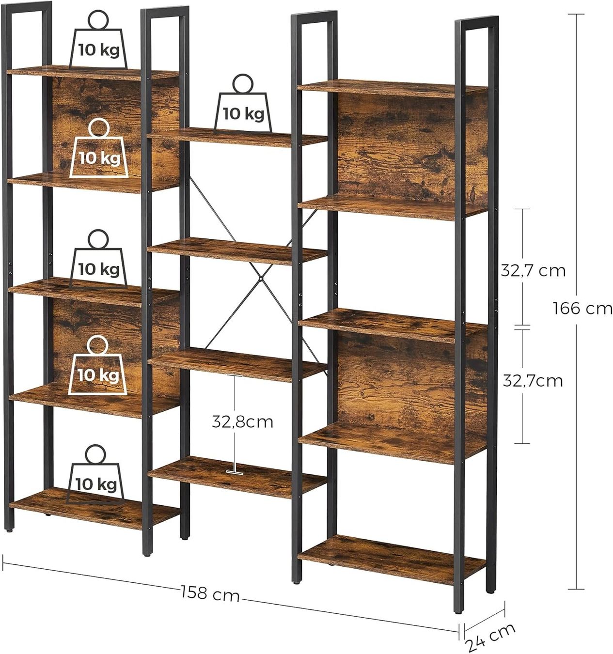 Armadi: Bücherregal Vintagebraun-Schwarz – Nuovo e nell'imballaggio originale da Bottighofen venduto da zaap 2