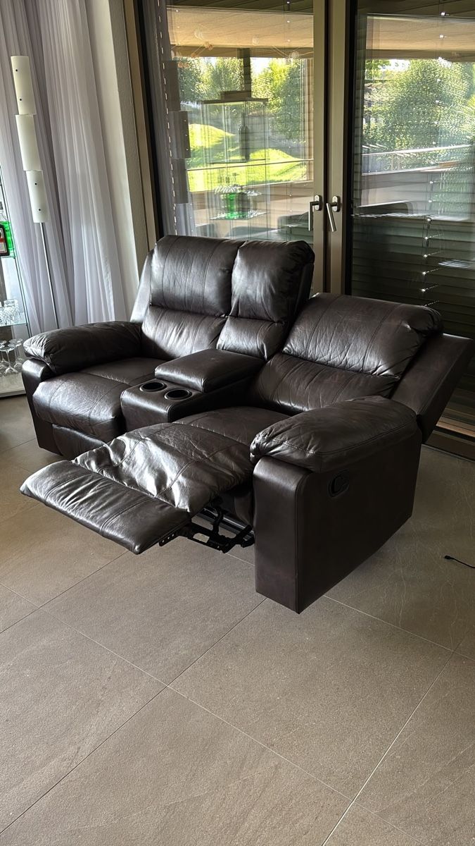 Divani: Kunstledersofa dunkelbraun mit Relaxfunktion – Usato da Sins venduto da sev_7hng 2