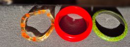 3 x ARMBAND ARMKETTE KUNSTSTOFF HOLZ VINTAGE REIFEN SCHMUCK