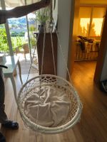 Hängesessel Makramee beige rund inkl. Kissen Selbstgemacht
