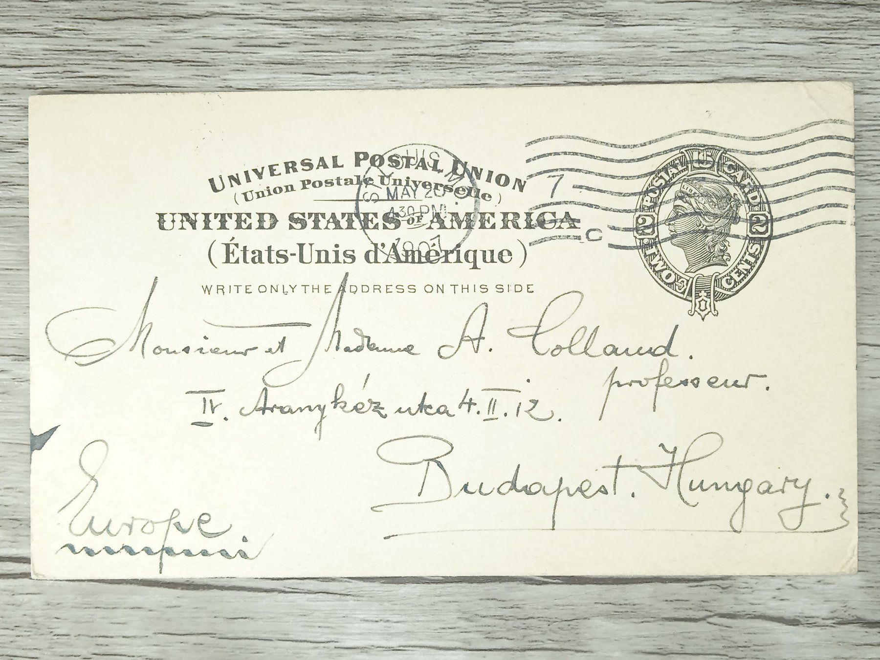 Alle Briefmarken: TR05 Carte Postale + Timbre USA 1907 – Gebraucht aus Cousset von Patrick_Collections