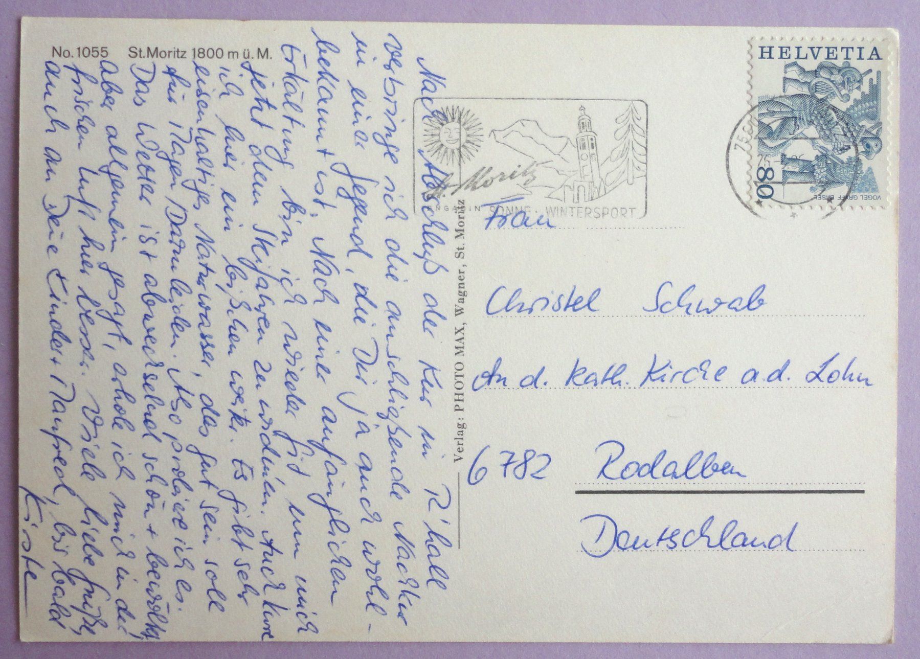 Cartoline postali: St.Moritz 1800 m ü.M. – Usato da Fétigny venduto da Billy2miny 1