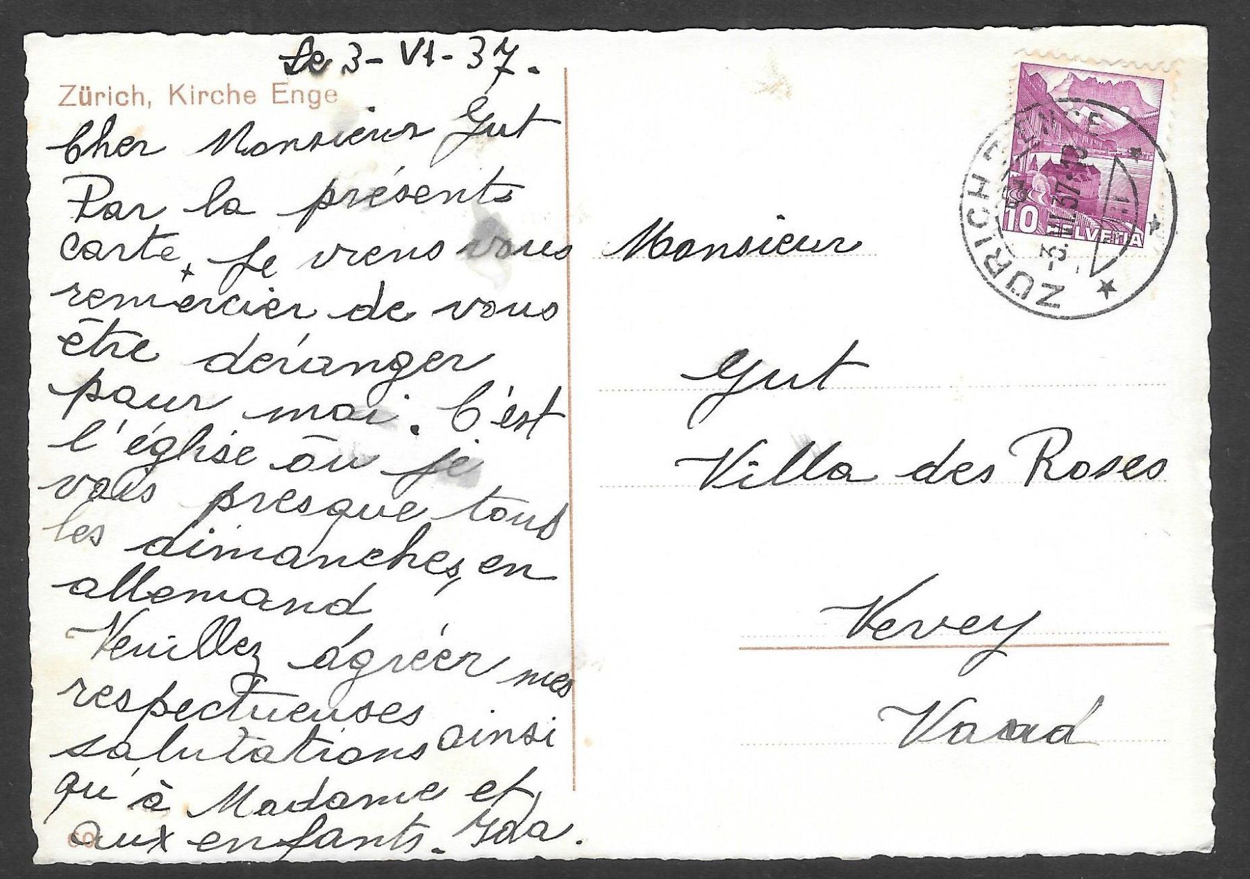 Cartes postales: Zürich Kirche Enge – D'occasion à Olten par clotaldi 1