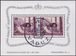 1946, LIECHTENSTEIN, W19 Blockausgabe +ET-Stempel, Kat: 80.-