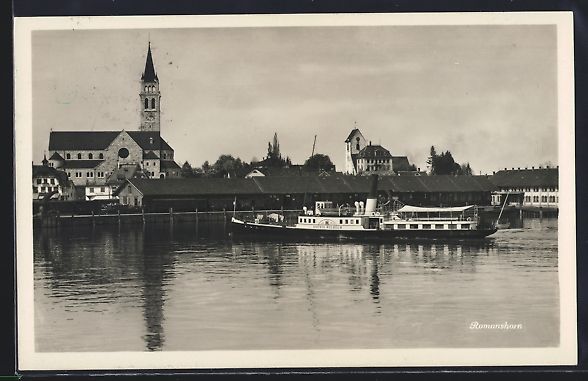 Cartoline postali: Romanshorn, Panorama mit Kirche und Damp – Usato da Berlin venduto da bartko-reher