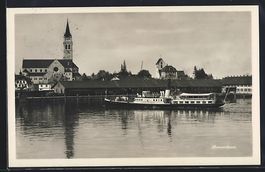 Romanshorn, Panorama mit Kirche und Damp
