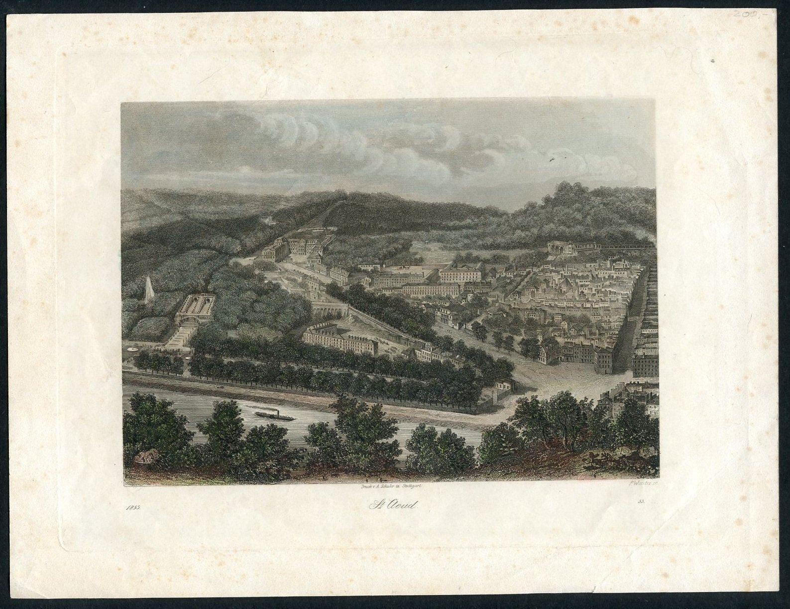Incisioni: ST CLOUD IN FRANKREICH, STAHLSTICH 1855 – Usato da Wetzikon ZH venduto da 2ndandvintage