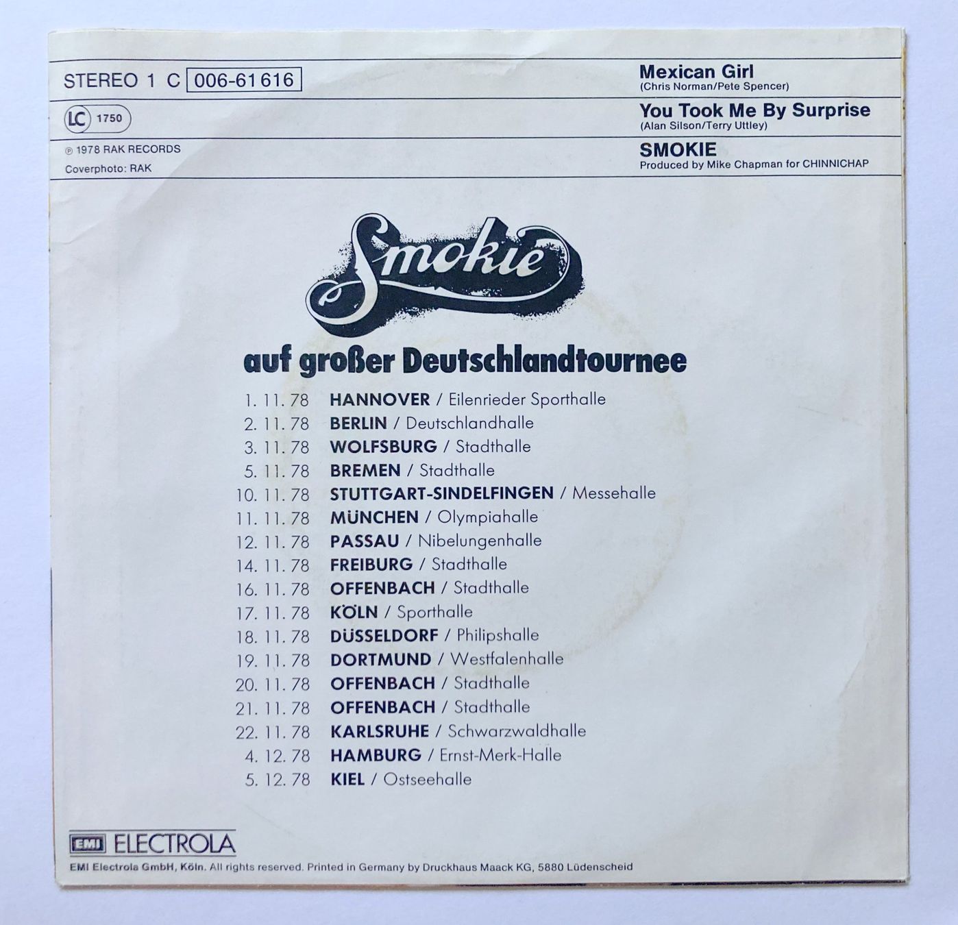 Dischi in vinile: SMOKIE - MEXICAN GIRL – Usato da Bottens venduto da hotter-than-hell 1