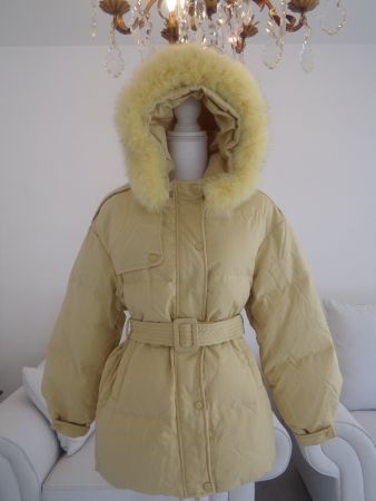 NEU! ECHTE DAUNEN JACKE BEIGE GR. 36