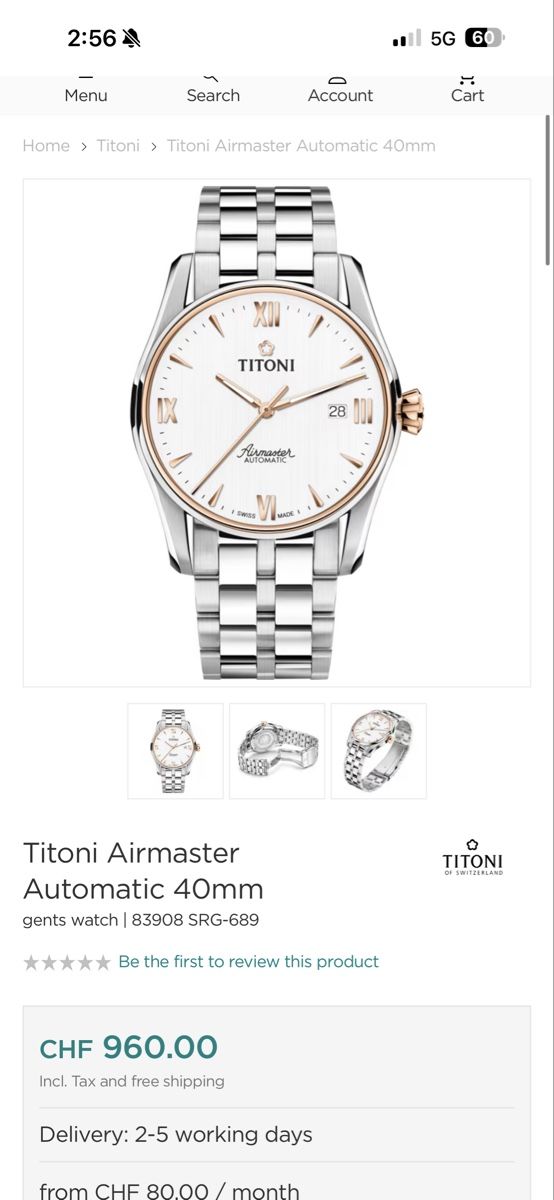 Titoni Uhren: TITONI SWISS WATCH 83908 SRG-689 – Neu und originalverpackt aus Belprahon von Rob_ain