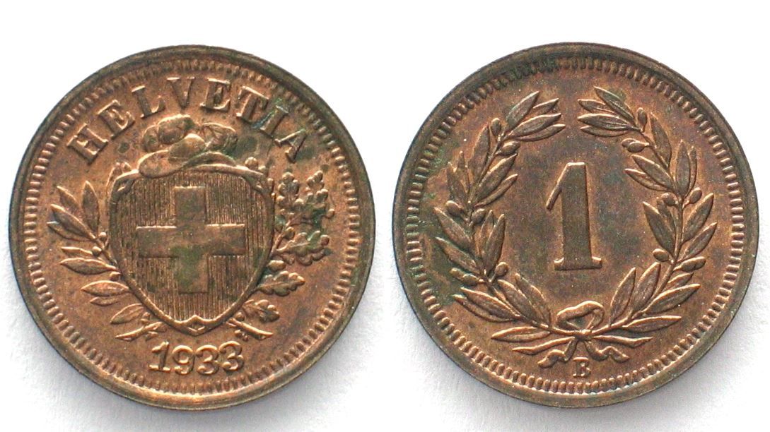 Tutti le monete: CH 1 Rappen 1933 unz! – Usato da Riehen venduto da sesambestcoins2004
