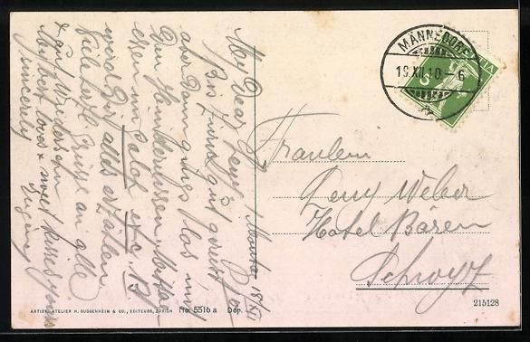 Cartoline postali: Männedorf, Ansicht vom Hotel Wildenmann – Usato da Berlin venduto da bartko-reher 1