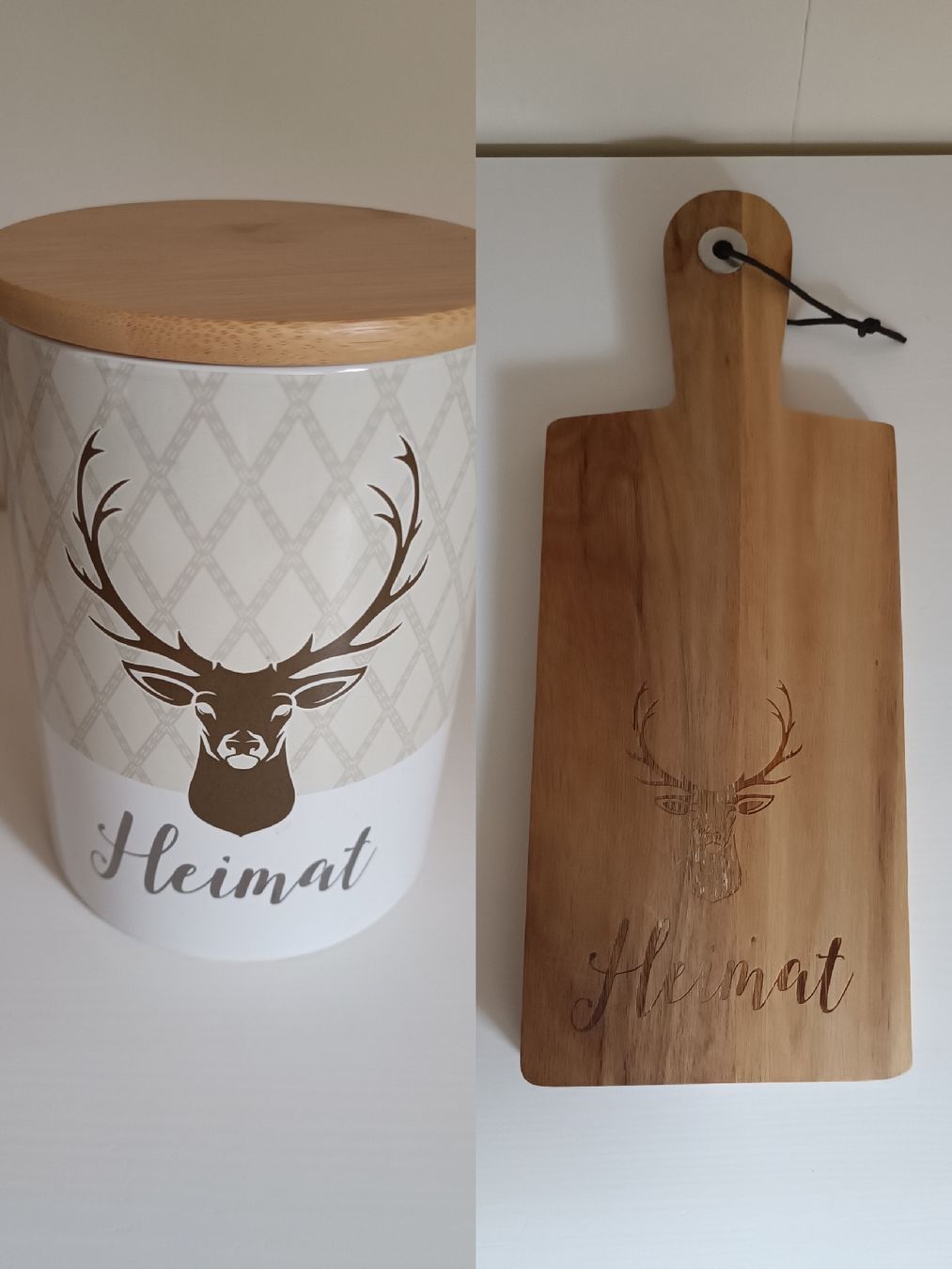 Tutte le decorazioni: Vorratsdose & Holzbrett mit Hirsch Motiv – Nuovo (secondo la descrizione) da Chur venduto da cor_5bg9