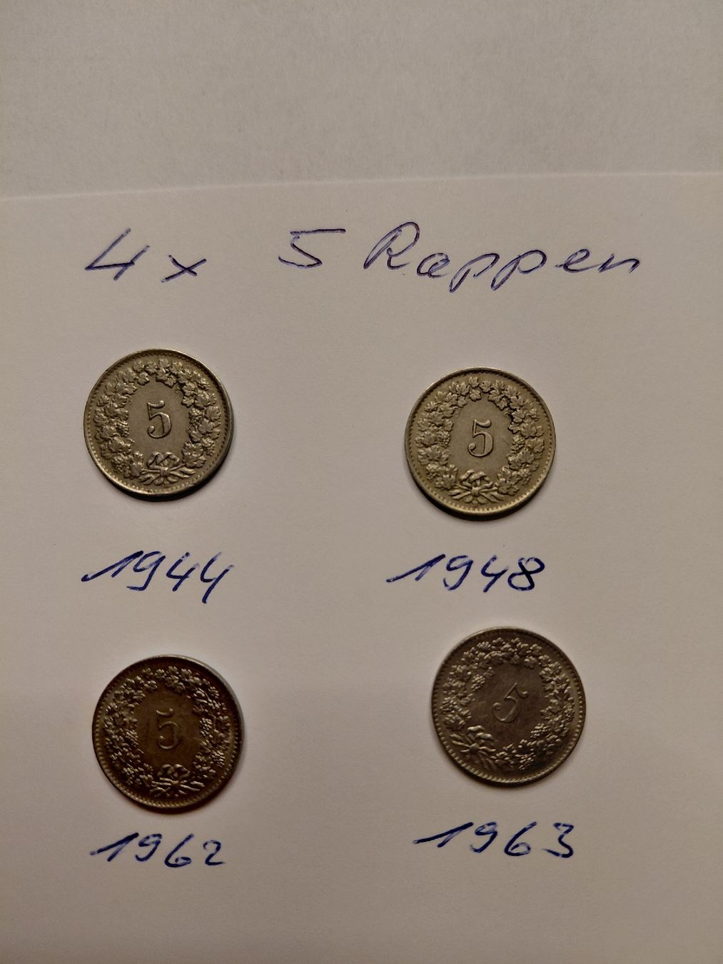 Tutti le monete: 4x 5 Rappen 1944, 48, 62 und 1963 – Usato da Bonaduz venduto da topolino052 2