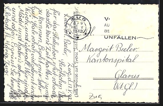 Cartes postales: AK Zug, Sta. Maria, 1942 – D'occasion à Berlin par bartko-reher 1