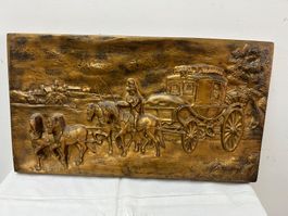 Wandbild aus Gips Englische Landschaft Pferdekutschengespann