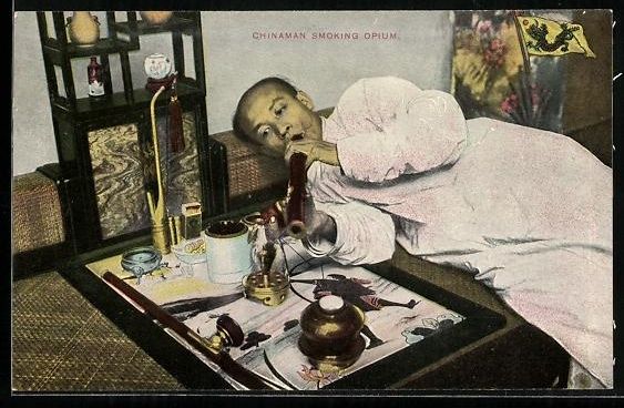 Cartoline postali: AK Chinese beim Rauchen von Opium – Usato da Berlin venduto da bartko-reher