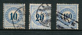 Nachportomarken 1882 , geefasertes Papier, gestempelt