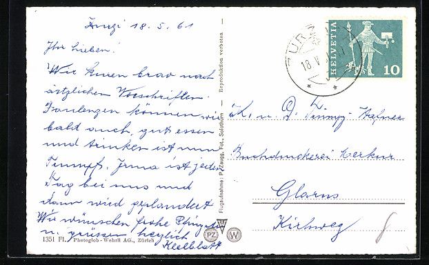 Cartoline postali: Zurzach, Teilansicht mit Brücke, Fliege – Usato da Berlin venduto da bartko-reher 1