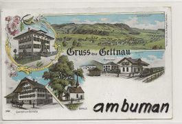 Gettnau LU 5 Bild Litho Dampf Lok Bahnhof Post Ochsen 1901