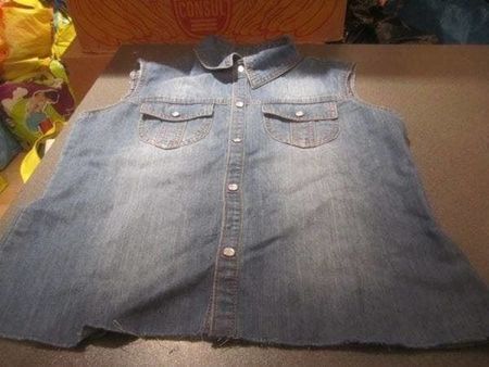 Jeans - Bluse ca. Grösse S, ohne Arme