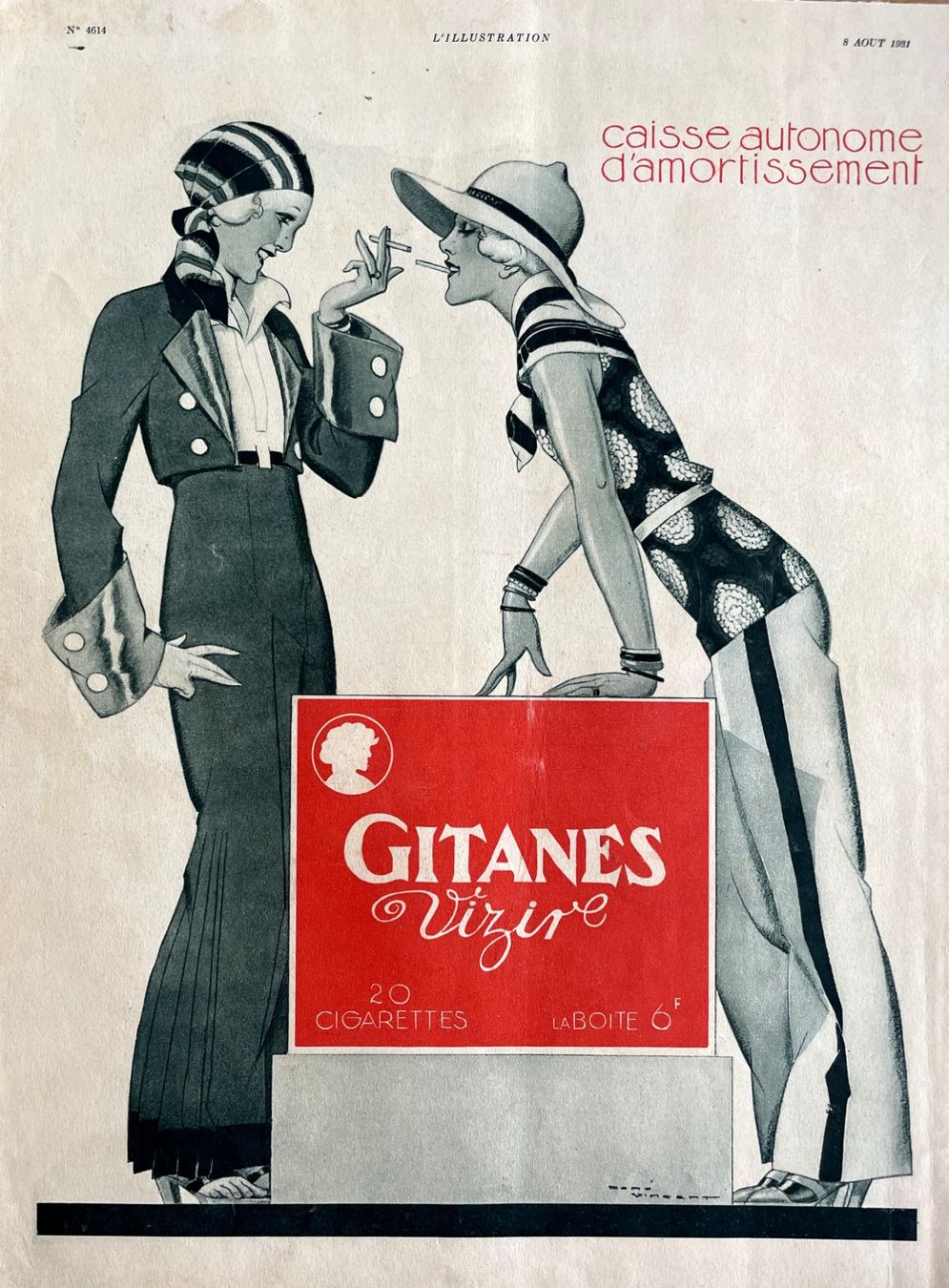 Poster & Bilder: Gitanes Cigarettes - Alte Werbung / Publicité 1931 – Gebraucht aus Savagnier von Ne2065