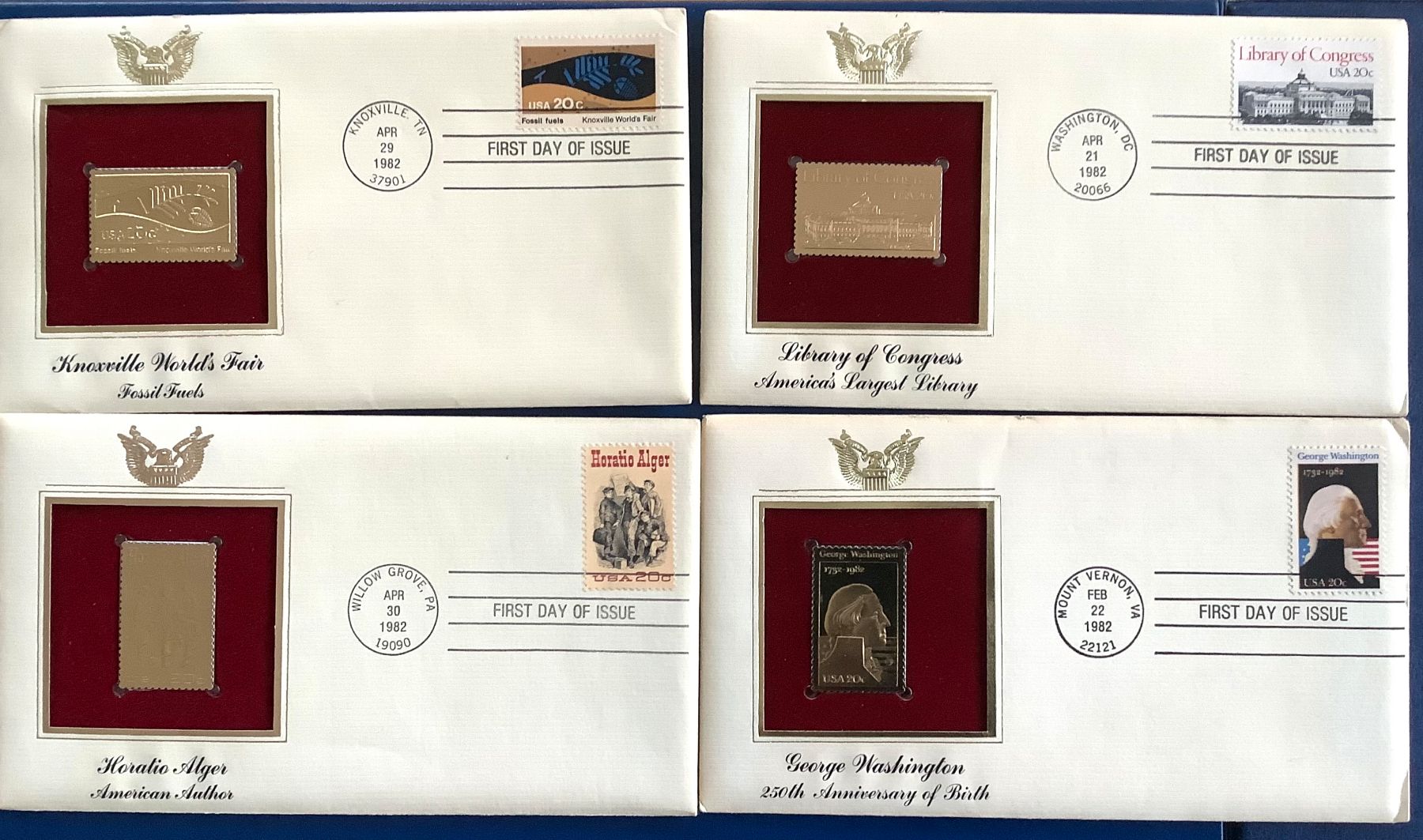 Alle Briefmarken: 1982 / USA FDC / Goldfolien-Replika-Ersttagsbriefe – Neu (gemäss Beschreibung) aus Liestal von Skunk02