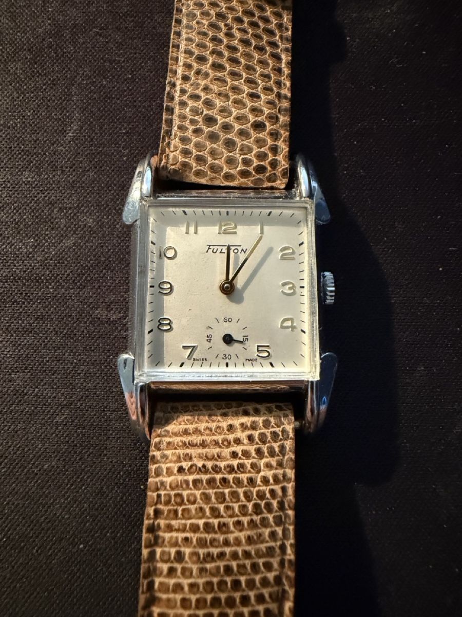 Orologi: Klassische FULTON Quadratisch Silber/Braun  – Usato da Zürich venduto da Azzuki