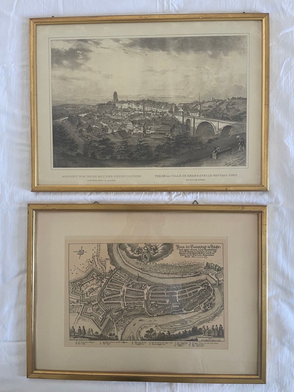 Incisioni: 2 x Stich / Vedute Ansicht Bern – Usato da Bern venduto da curtius01