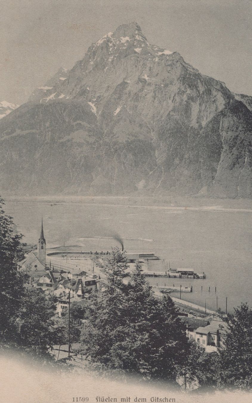 Cartoline postali: 0047 - Postkarte / Ansichtskarte - Flüelen mit dem Gitschen – Usato da Reinach BL venduto da Boston-Verkauf