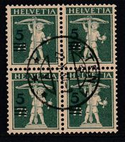 1927, Zunr. 181 als zentrisch gestempelter Viererblock