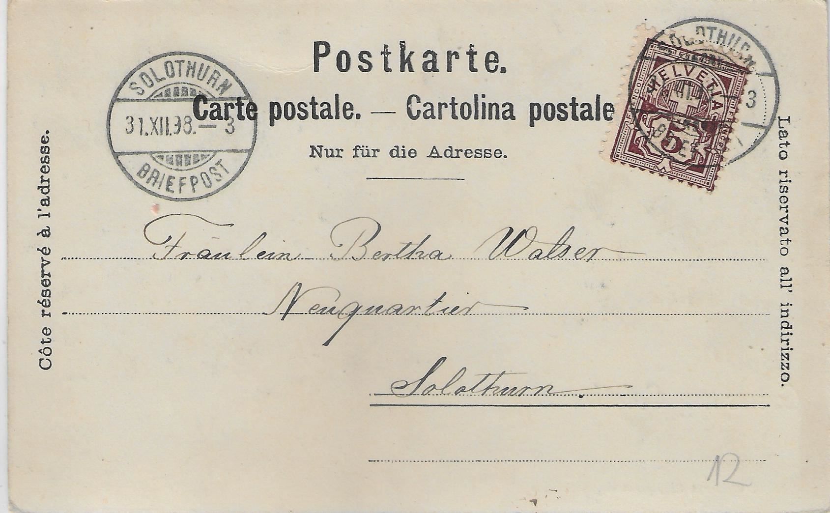 Cartoline postali: Gruss aus Solothurn - Mondschein-Karte – Usato da Ettingen venduto da Kartenplanet 1