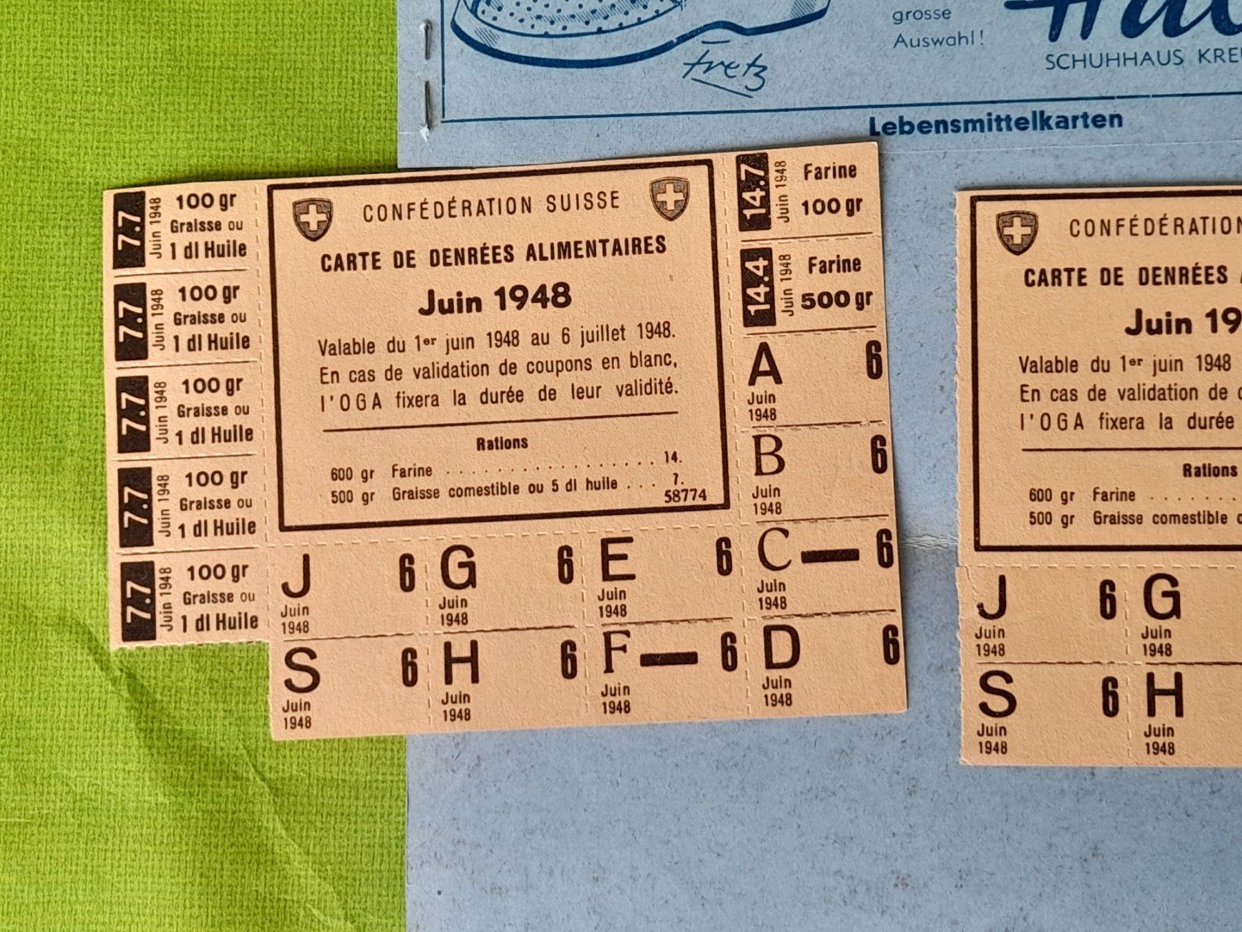 Altre raccolte & rarità: 6 x Lebensmittelkarten 1948 – Usato da Aeschi b.Spiez venduto da 52_wochen 2