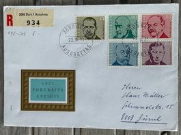 🌟FDC Porträts Satz 1971 Forel +Koch +Vebsin +Gonin +Banting